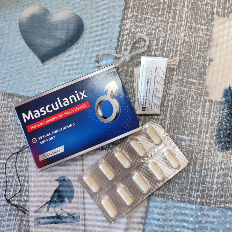 Embalagem de Masculanix, cápsulas para a próstata e a energia do homem